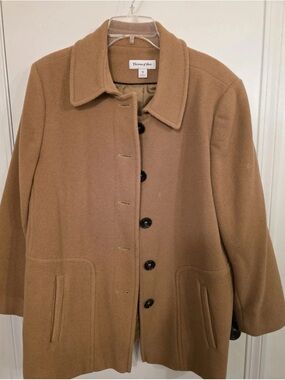 Preston & York Camel Button Front Women's Mid-Length Coat Size 16